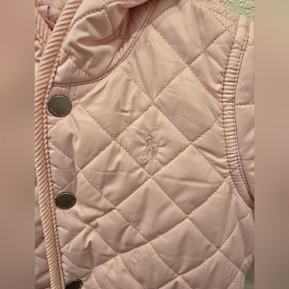 Ralph Lauren baby girl's pink quilted bunting snowsuit 9M - Picture 5 of 5
